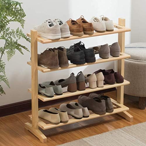 KMMK אחסון מתלה לנעלי אורן 4-שכבות | מארגני ארון נעליים עומדים בחינם מדפים לסלון ומסדרון מסדרון, חנות